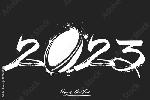Happy New Year 2023 and rugby ball