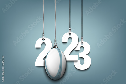 Happy New Year 2023 and rugby ball