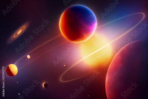 planet system in space