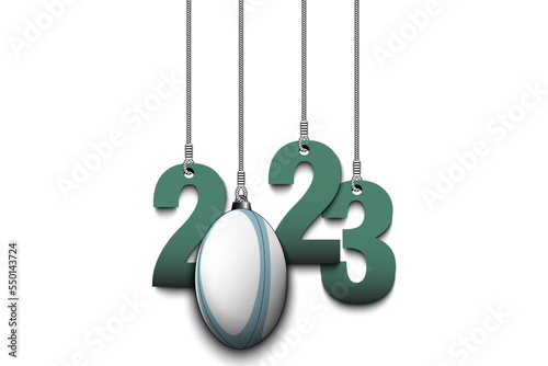 Happy New Year 2023 and rugby ball