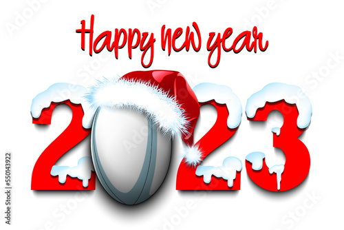 Happy New Year 2023 and rugby ball
