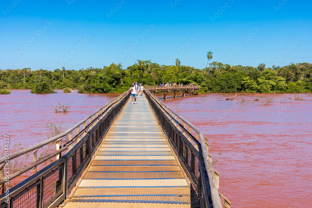 Footbridge crossing the Iguaçu River above the Falls
