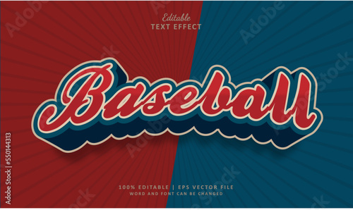 Baseball editable text effect style vintage