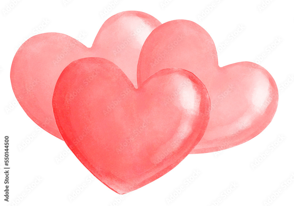 Fototapeta premium cute sweet Hearts watercolour hand drawing