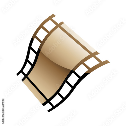 Beige Film Reel on a White Background