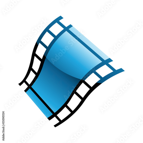 Blue Film Reel on a White Background