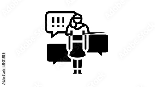 slut shaming line icon animation