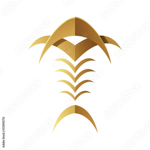 Golden Abstract Tribal Fishbone on a White Background