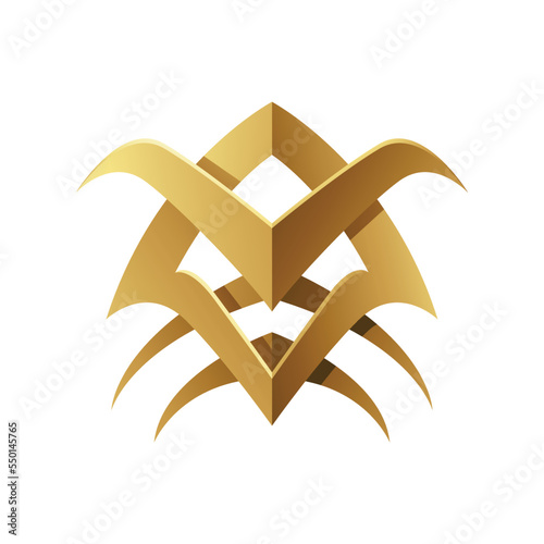 Golden Abstract Tribal Spiky Icon on a White Background