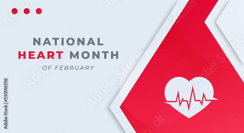 Happy National Heart Month February Celebration Vector Design Illustration. Template for Background, Poster, Banner, Advertising, Greeting Card or Print Design Element