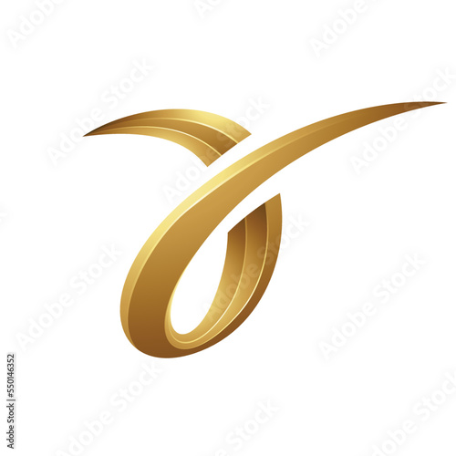 Golden Embossed Spring-like Letter A on a White Background