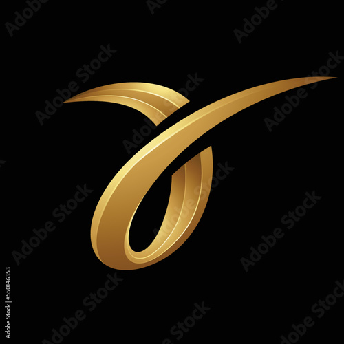 Golden Embossed Spring-like Letter A on a Black Background