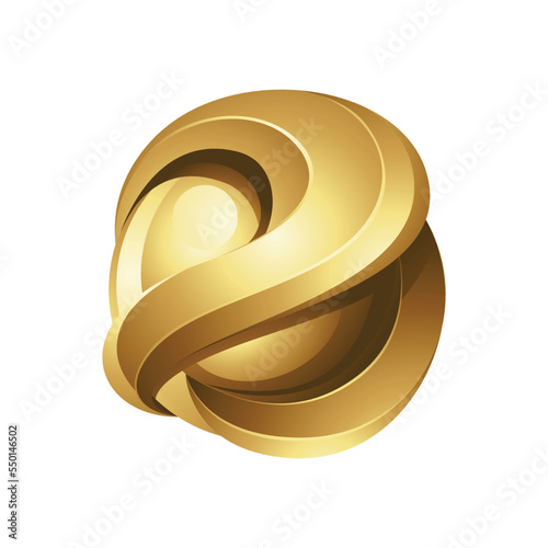 Golden Glossy 3d Sphere on a White Background