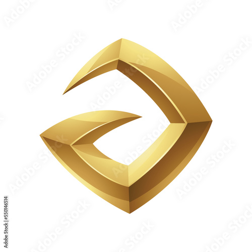 Golden Glossy 3d Spiky Letter A on a White Background