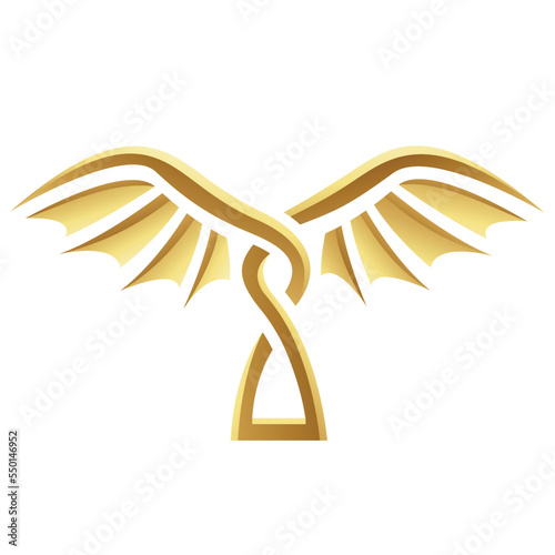 Golden Glossy Abstract Wings on a White Background - Icon 5