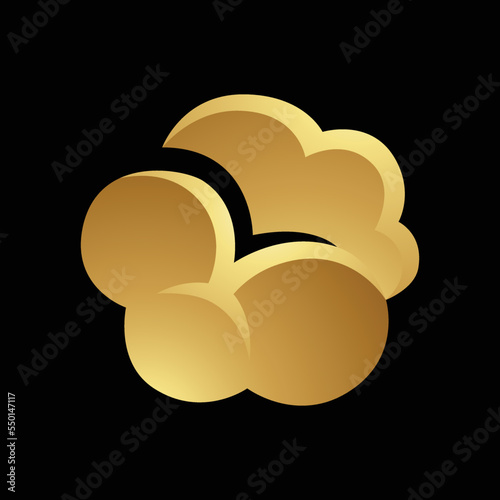 Golden Glossy Cloud on a Black Background