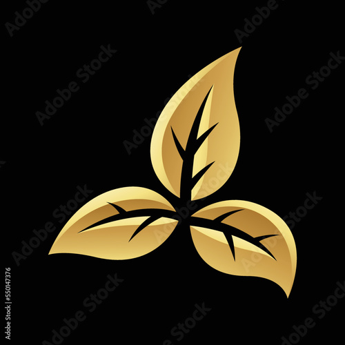 Golden Glossy Leaves on a Black Background - Icon 3