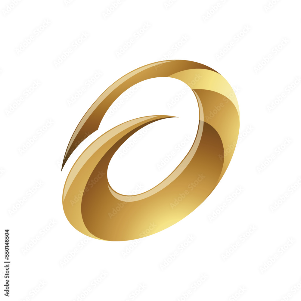 Golden Glossy Spiky Round Letter A Icon on a White Background Golden Glossy Spiky Round Letter A Icon on a White Background