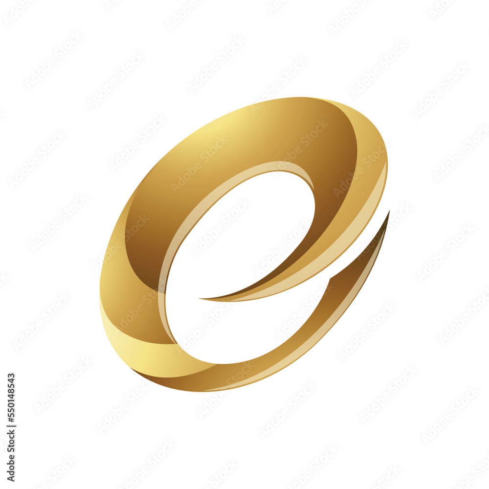 Golden Glossy Spiky Round Letter E Icon on a White Background Golden Glossy Spiky Round Letter E Icon on a White Background