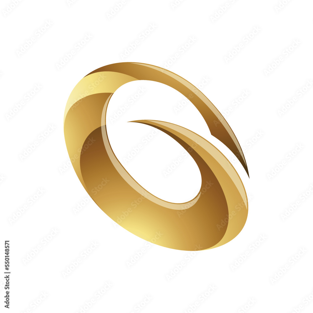 Golden Glossy Spiky Round Letter G Icon on a White Background Golden Glossy Spiky Round Letter G Icon on a White Background