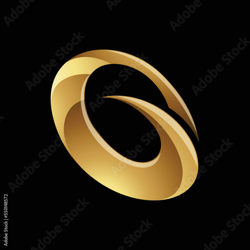 Golden Glossy Spiky Round Letter G Icon on a Black Background