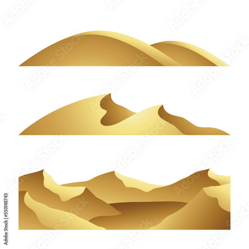 Golden Hills Dunes and Mountains on a White Background