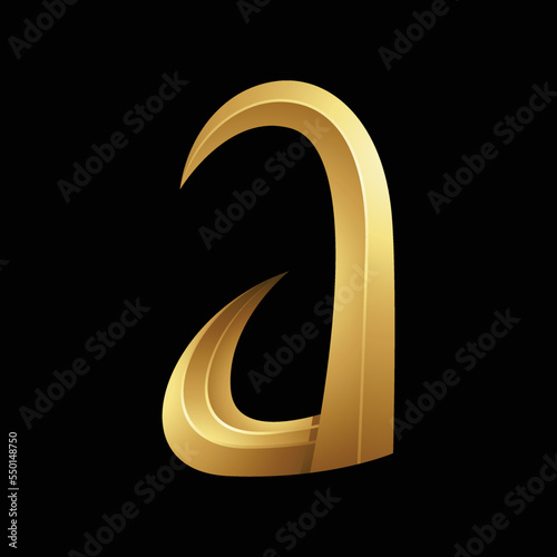 Golden Horn-like Letter A on a Black Background
