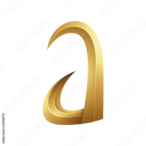 Golden Horn-like Letter A on a White Background