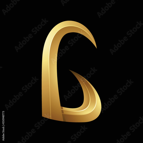 Golden Horn-like Letter G on a Black Background