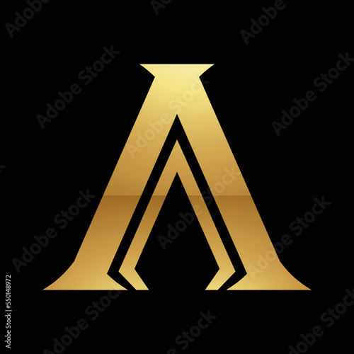 Golden Letter A Symbol on a Black Background - Icon 2