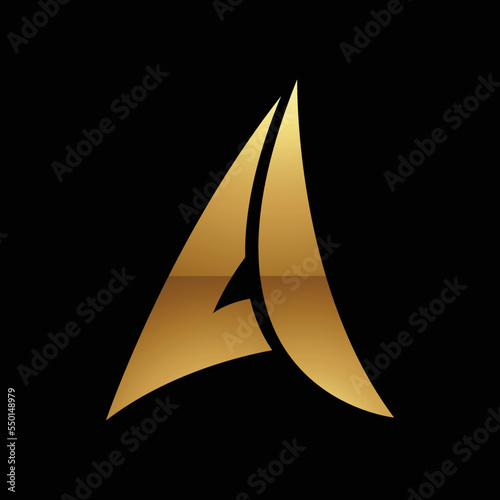 Golden Letter A Symbol on a Black Background - Icon 3