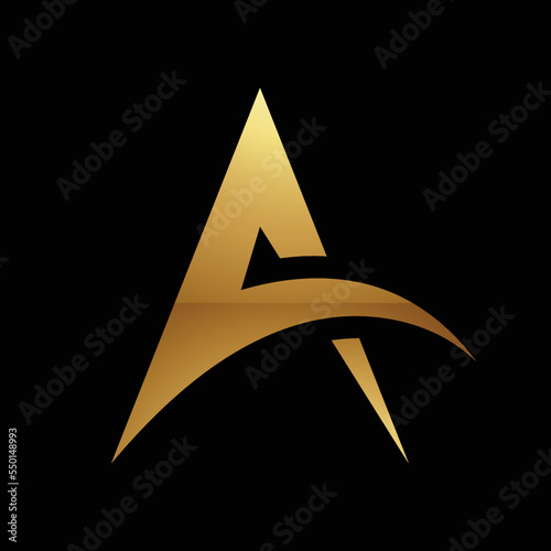 Golden Letter A Symbol on a Black Background - Icon 4