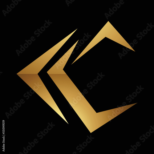 Golden Letter C Symbol on a Black Background - Icon 4