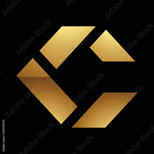 Golden Letter C Symbol on a Black Background - Icon 5