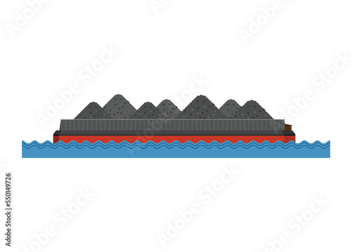 Coal barge. Simple flat illustration.