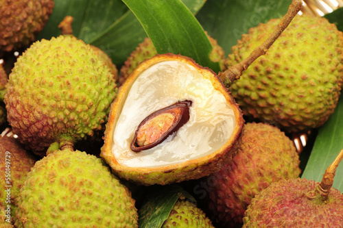 Lychee fruit. Fresh lychees fruit in isolated on white background  photo