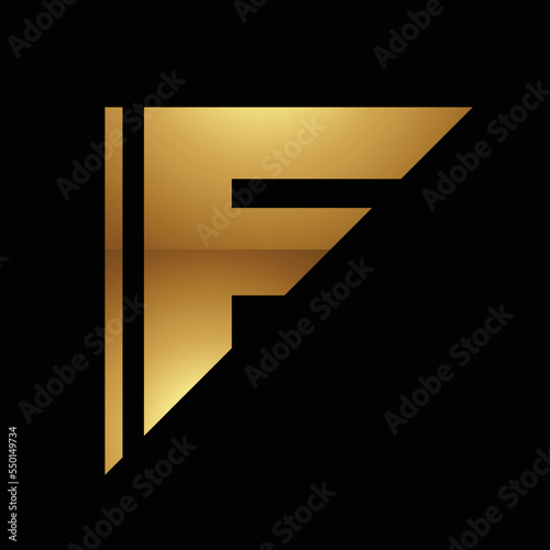 Golden Letter F Symbol on a Black Background - Icon 2