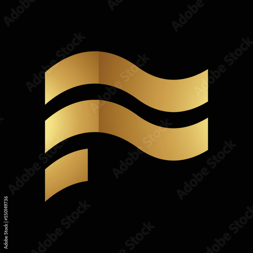 Golden Letter F Symbol on a Black Background - Icon 3