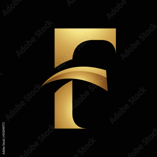Golden Letter F Symbol on a Black Background - Icon 9