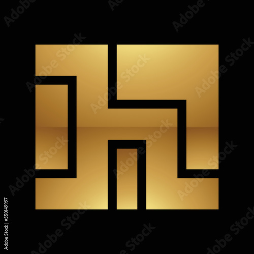 Golden Letter H Symbol on a Black Background - Icon 5