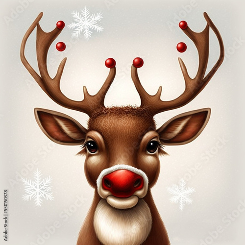 rudolph the reindeer with red nose, illustration photo