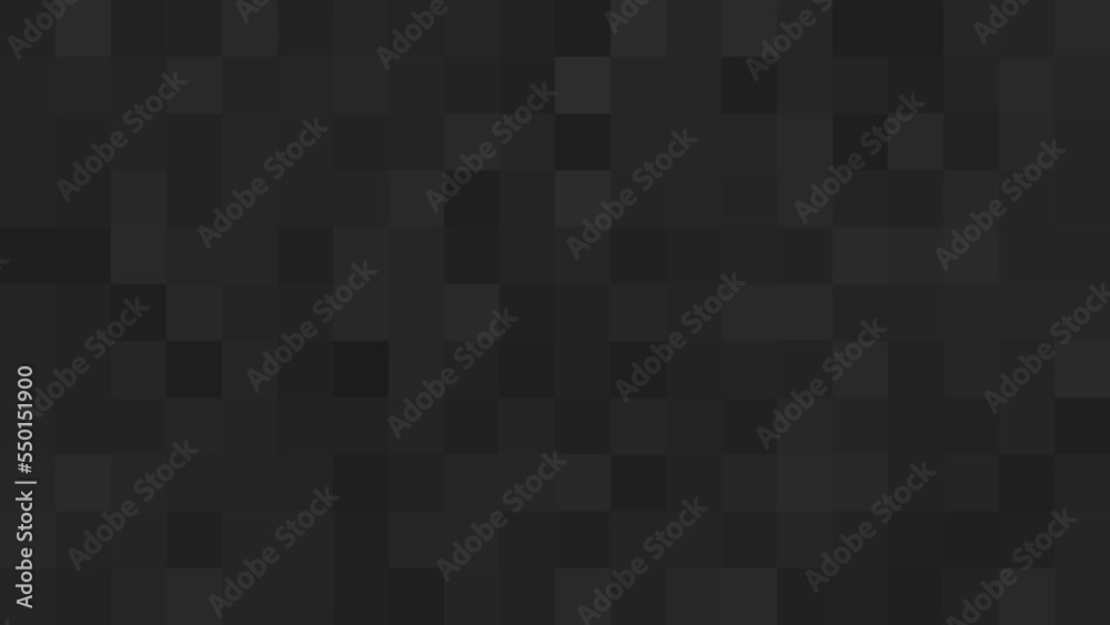 Animated black color pixel art loop background. 80s Retro games concept. Squares pixel block pattern background. Abstract textured polygonal background with copy space