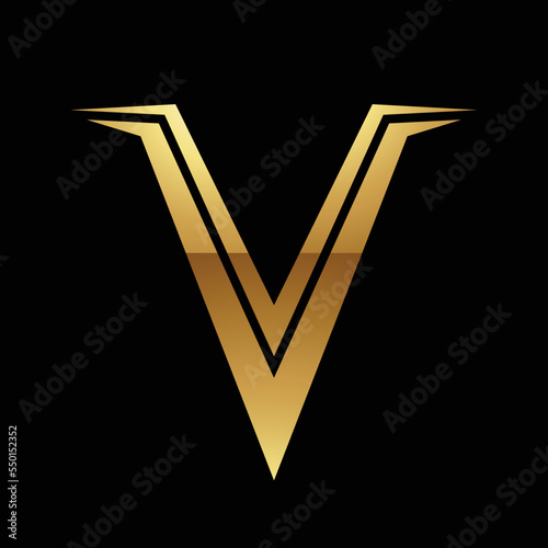 Golden Letter V Symbol on a Black Background - Icon 2