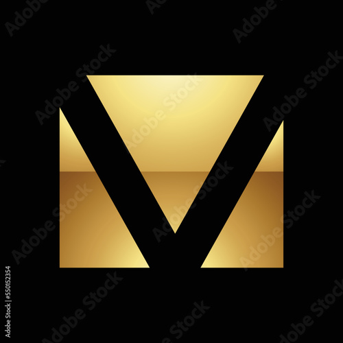 Golden Letter V Symbol on a Black Background - Icon 3