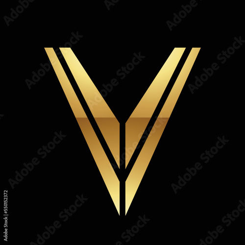 Golden Letter V Symbol on a Black Background - Icon 5