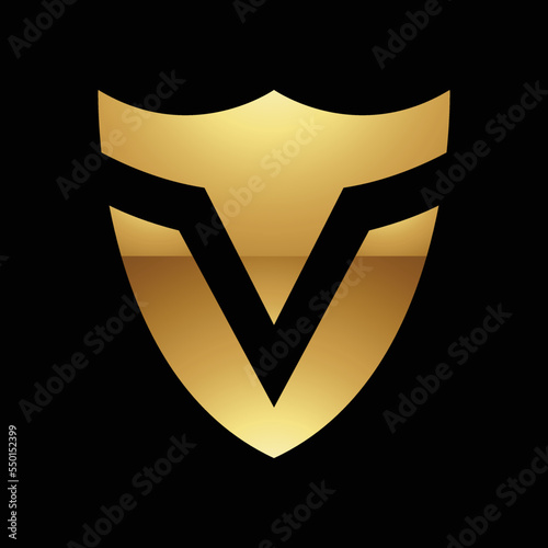 Golden Letter V Symbol on a Black Background - Icon 6