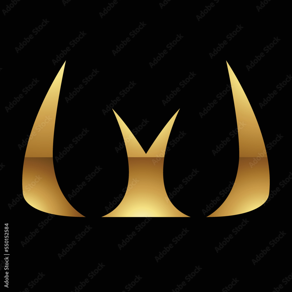Golden Letter W Symbol on a Black Background - Icon 8 Golden Letter W Symbol on a Black Background - Icon 8