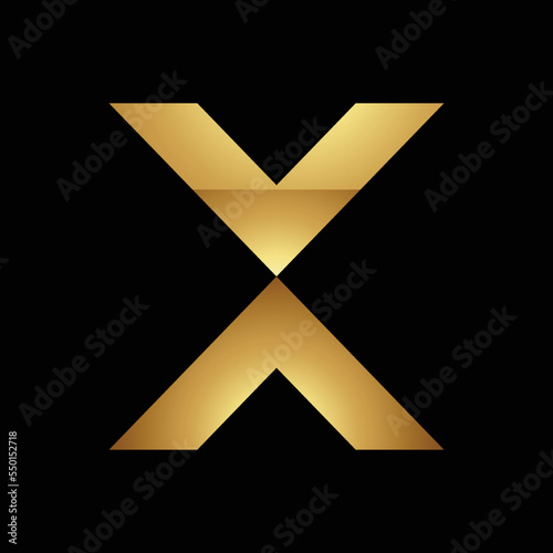 Golden Letter X Symbol on a Black Background - Icon 6
