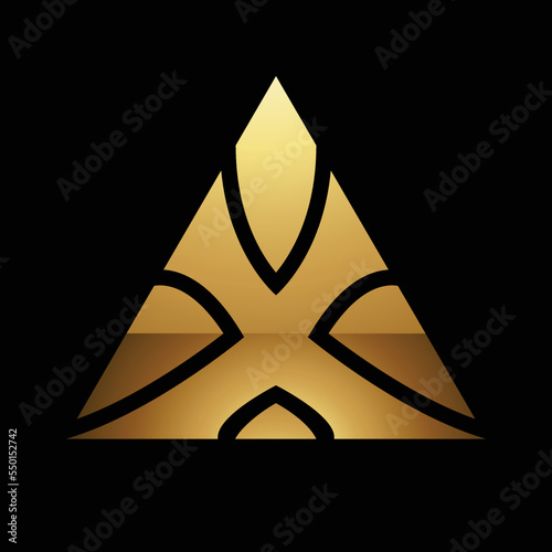 Golden Letter X Symbol on a Black Background - Icon 7