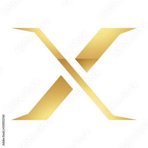 Golden Letter X Symbol on a White Background - Icon 1